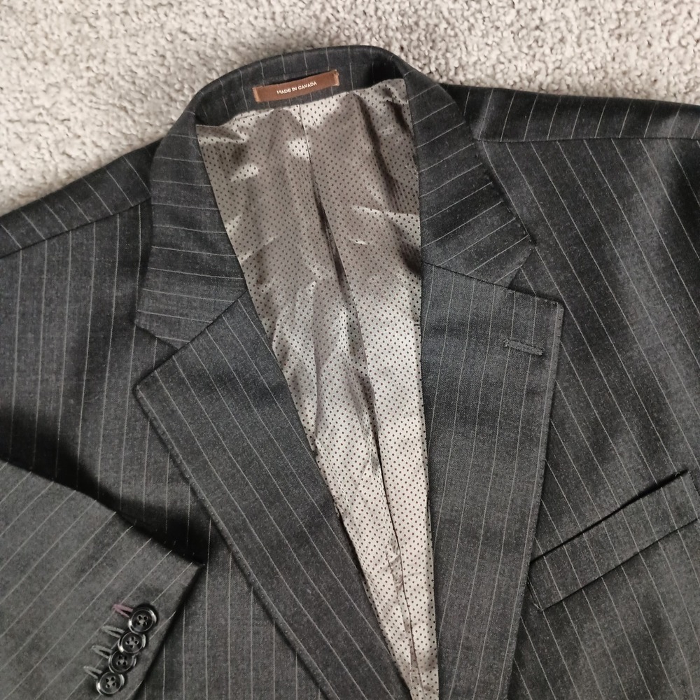 Peter Millar 46R 36W Mens Black Pinstripe Two Button Wool Suit Canada